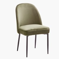 Chaise VASBY velours olive/noir