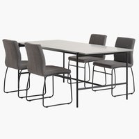 TERSLEV L200 table + 4 HAMMEL chairs grey