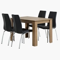 VEDDE D120 stol divlji hrast + 4 HAVNDAL stolice crna
