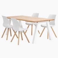 SKAGEN L200 table blanc/chêne + 4 BOGENSE chaises blanc
