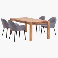 LAKKENDRUP L190 Tisch + 4 SABRO Stühle schwarz/grau