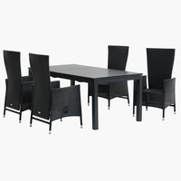 VATTRUP L170/273 tafel + 4 SKIVE stoelen zwart