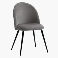 Chaise KOKKEDAL velours gris/noir