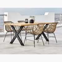 ELLEKILDE H180 asztal teakfa + 4 ILDERHUSE szék natúr