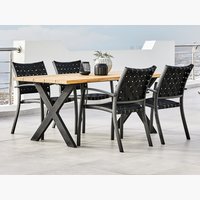 ELLEKILDE Μ180 τραπέζι τικ + 4 JEKSEN καρέκλες μαύρο