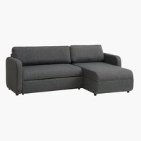 Sofá-cama com chaise-longue JETSMARK cinzento