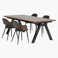 SANDBY L210 Tisch d.eiche + 4 HVIDOVRE Stühle d.eiche/schw