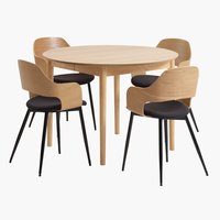 MARSTRAND ÁTM110 asztal tölgy + 4 HVIDOVRE szék tölgy/fekete