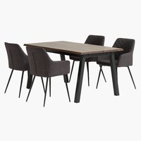 SKOVLUNDE L160 dark oak + 4 PURHUS grey