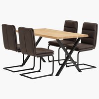 ROSKILDE L140 tafel donkereiken + 4 ULSTRUP antraciet