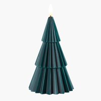 Candle ANDALUSIT H18cm green tree w/LED