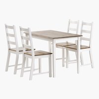 VILSTED L115 Tisch + 4 VILSTED Stühle weiß/braun