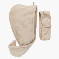 Hair turban wrap SYA recycled polyester pack of 2 beige