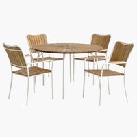 BASTRUP ÁTM120 asztal + 4 BASTRUP szék natúr/fehér