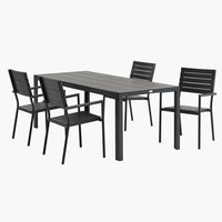 MADERUP D205 stůl + 4 PADHOLM židle černá
