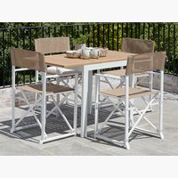 Table RAMTEN L75/126 bois dur + 4 chaises NAGELSTI blanc