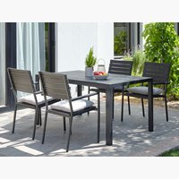 MADERUP Μ150 τραπέζι μαύρο + 4 PADHOLM καρέκλες μαύρο