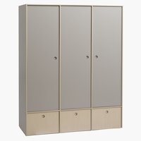 Kleiderschrank ANNISSE 160x200 3 Türen grau/natur