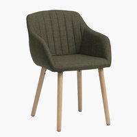 Dining chair ADSLEV olive green fabric/oak colour