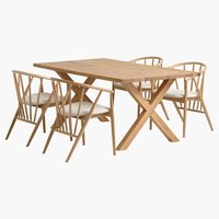 GRIBSKOV L180 table oak + 4 ARNBORG chairs oak