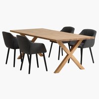 GRIBSKOV L230 table oak + 4 ADSLEV chairs anthracite