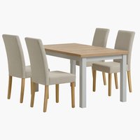 MARKSKEL L150/193 table gris + 4 TUREBY chaises beige