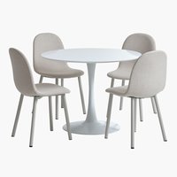 RINGSTED D100 table white + 4 EJSTRUP chairs beige