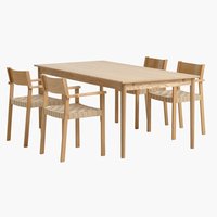 MARSTRUP L190/280 table oak + 4 VADEHAVET chairs oak