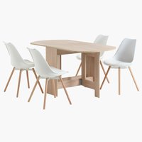 OBLING Μ100/163 τραπέζι δρυς + 4 KASTRUP καρέκλες λευκό