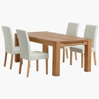 OLLERUP C200 mesa carvalho + TUREBY cadeiras branco
