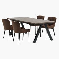 SANDBY L210 Tisch d. Eiche + 4 PEBRINGE Stühle braun/schwarz
