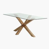 Table AGERBY 90x190 verre/chêne