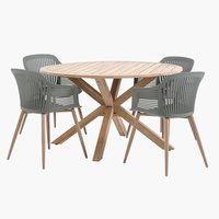 HESTRA D126 table hardwood + 4 VANTORE chair olive