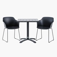 HOBRO D70 stůl + 2 SANDVED židle černá