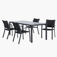 LANGET 207 masă + 4 JEKSEN scaun negru