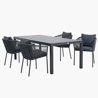 HAGEN L214 tafel + 4 BRAVA stoelen grijs
