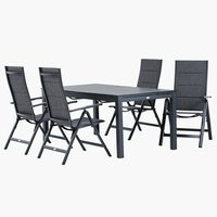 VATTRUP L170/273 tafel zwart + 4 MYSEN stoelen grijs