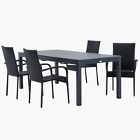 VATTRUP L206/319 tafel + 4 GUDHJEM stoel zwart