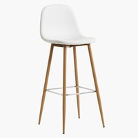 Barová stolička JONSTRUP biela koženka/dubová farba