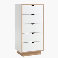 5 drawer chest MAMMEN slim white/oak