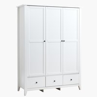 Wardrobe NORDBY 150x200 3 doors 3 drawers white