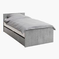 Bett mit Stauraum BILLUND 90x200 weiss/beton