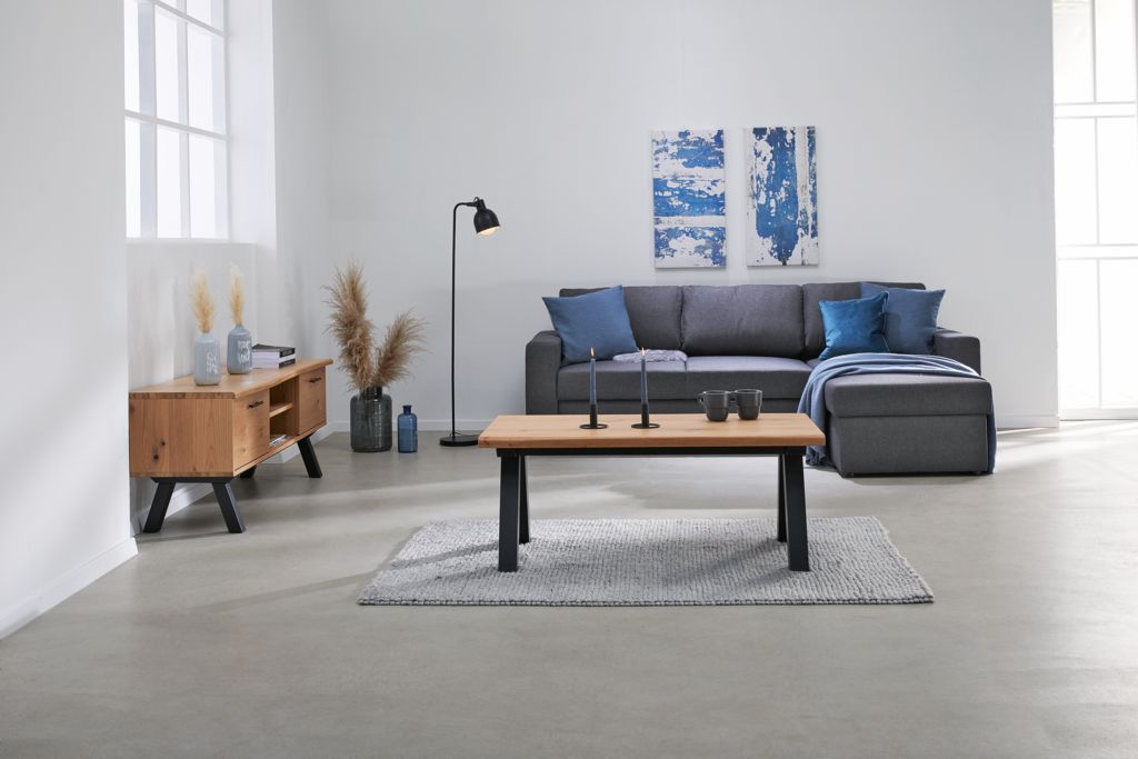Stolik TV SANDBY 2 drzwi naturalny dąb/czarny