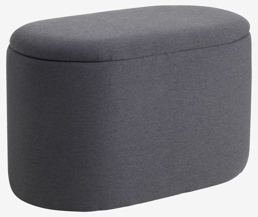 Poef GISLEV 65x35 met opbergruimte asfalt stof JYSK