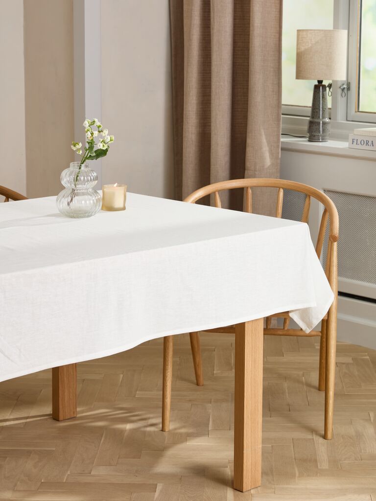 Fleuresse Tovaglia In Damasco Bianco 130x220 Cm - 100% Cotone Mercerizzato