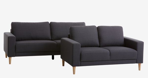 Sofa EGENSE 3-pers. mørkegråt stof