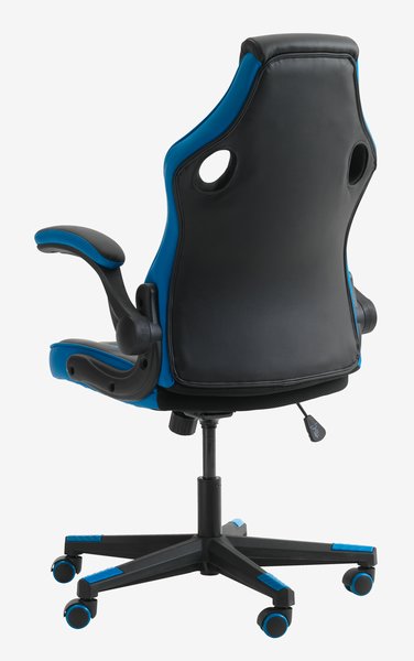 Chaise gaming VOJENS simili cuir noir/bleu /maille