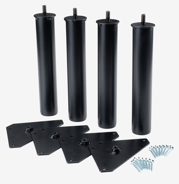 Sengeben Ø3,5xH20cm svart 4 stk/pk