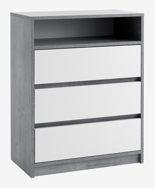 3 drawer chest BILLUND white/concrete