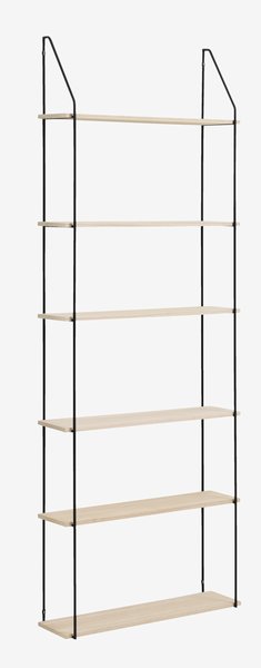 Wall shelf HEJLSMINDE 6 shelves black/natural